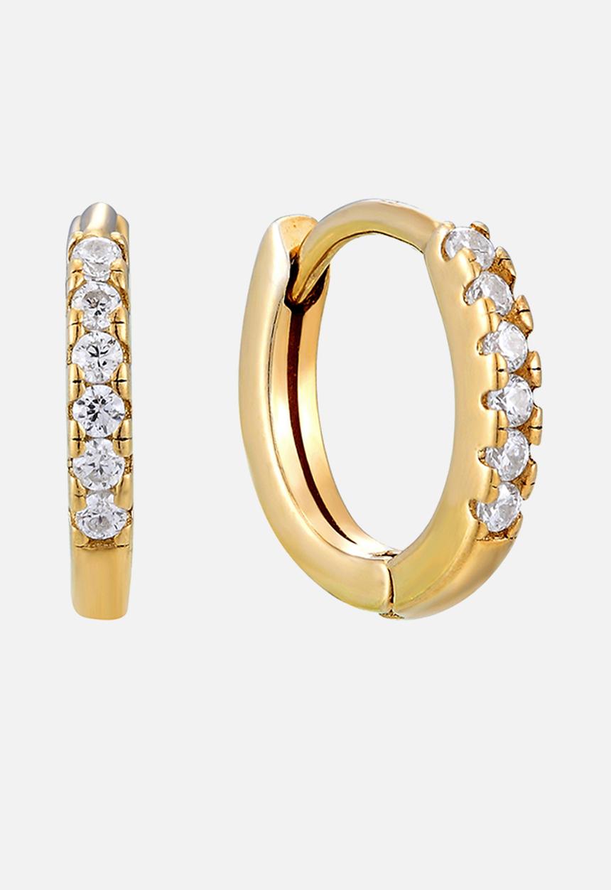 Zoe on Trend - Tiny cubic zirconia hoop earrings - gold