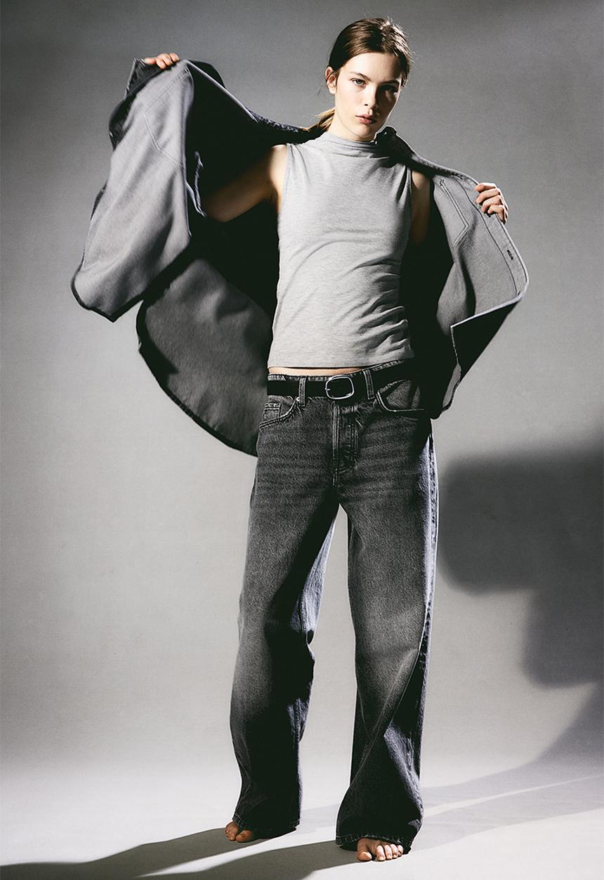 H&M - Baggy low jeans - grey