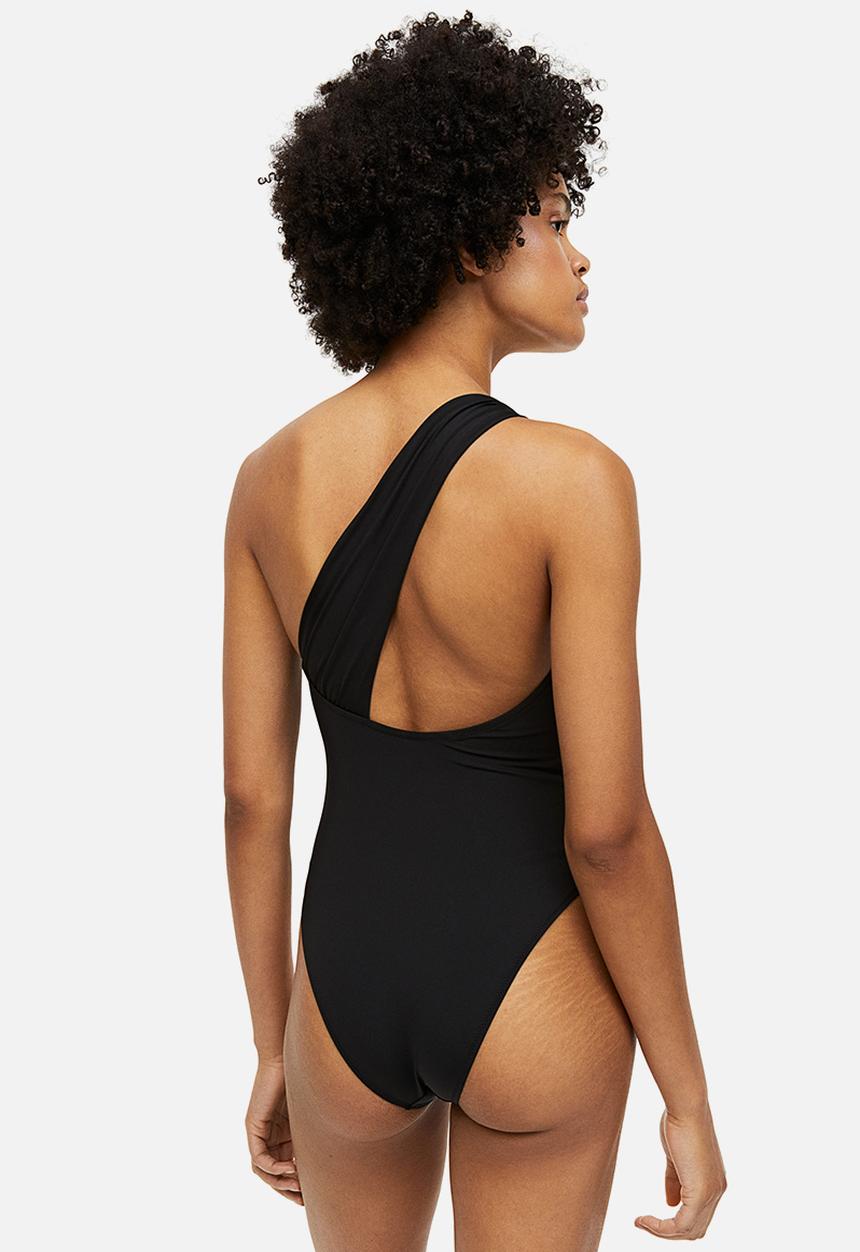 H&M - High leg one-shoulder swimsuit - black