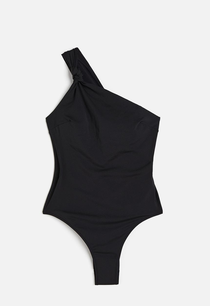 H&M - High leg one-shoulder swimsuit - black