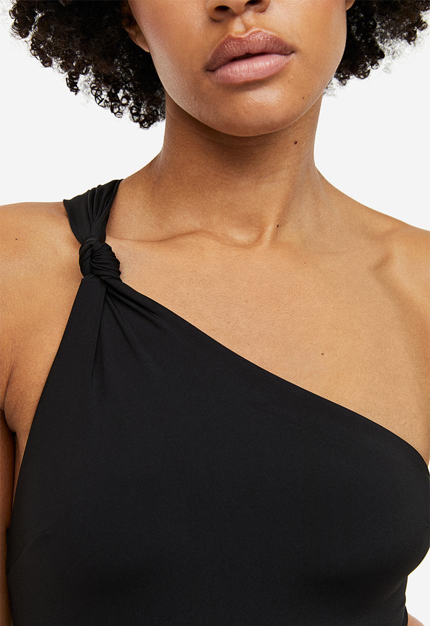 H&M - High leg one-shoulder swimsuit - black