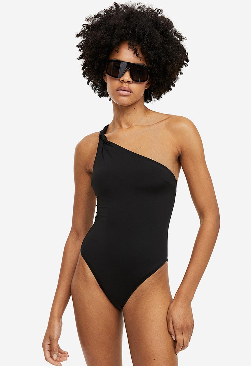 H&M - High leg one-shoulder swimsuit - black