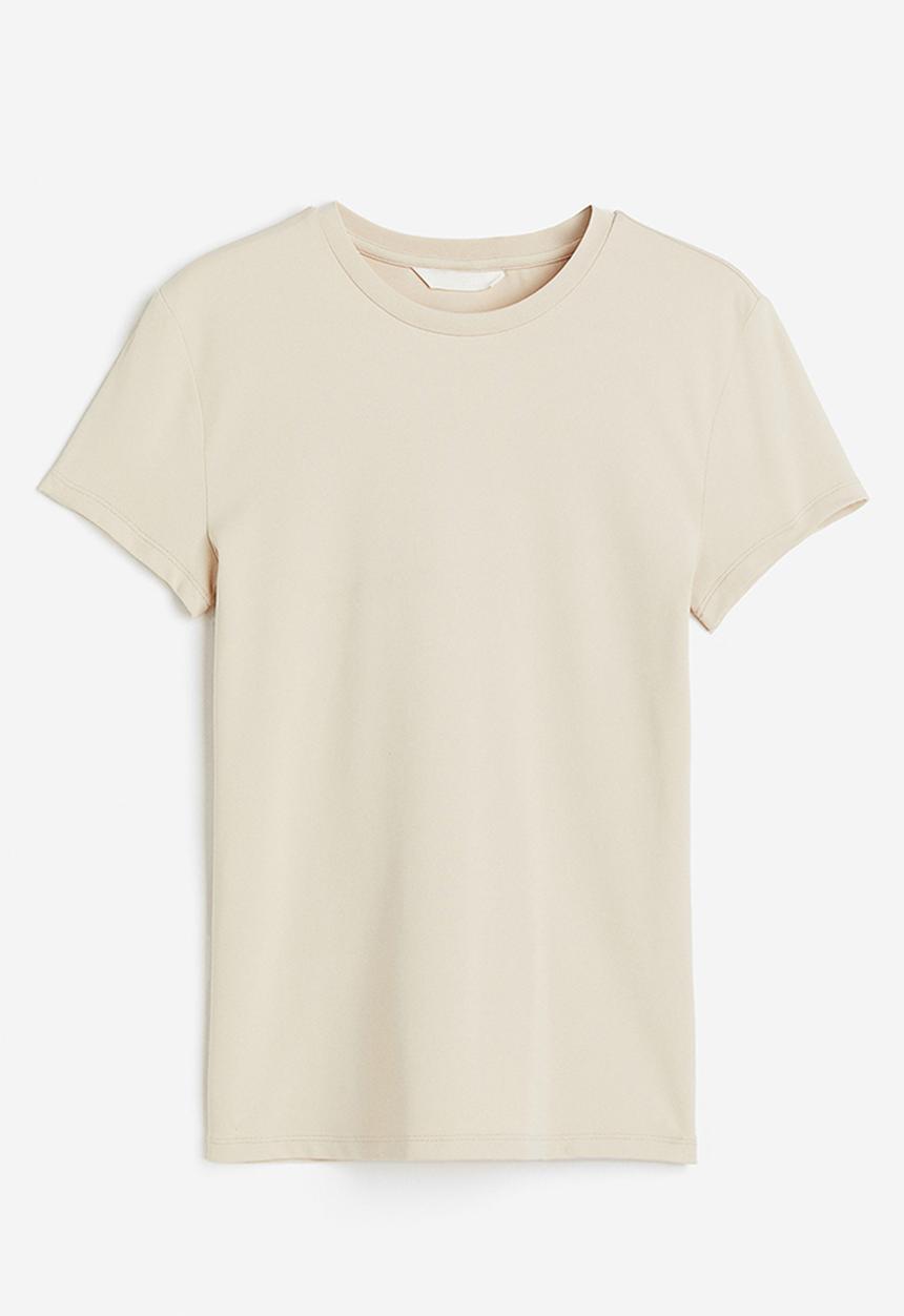 H&M - Fitted microfibre t-shirt - beige
