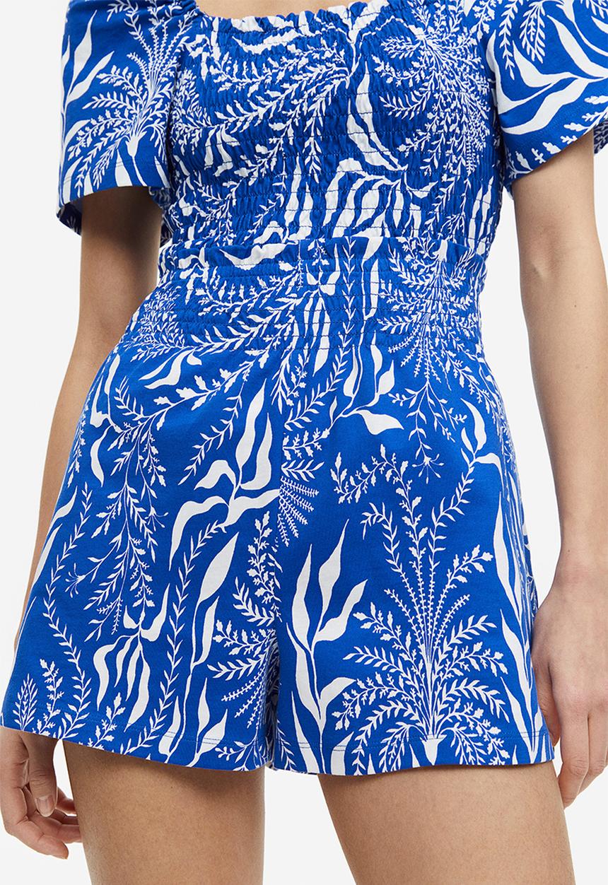H&M - Pull-on shorts - bright blue leaves
