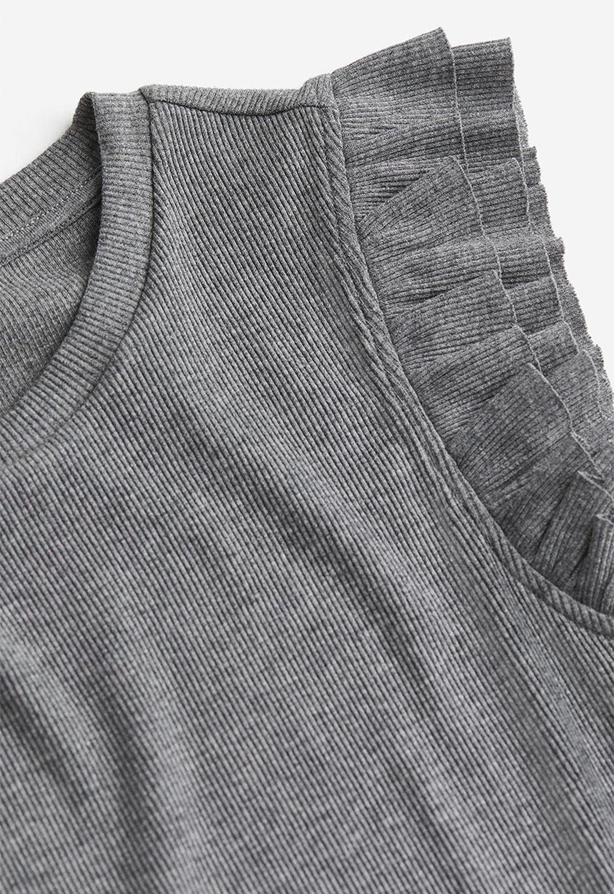 H&M - Flutter-sleeved bodycon dress - grey
