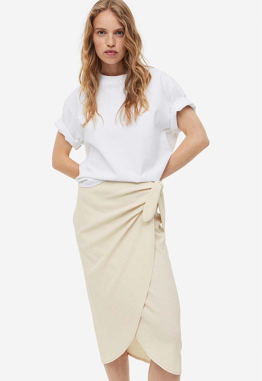 H&M - Jersey wrap skirt - light beige