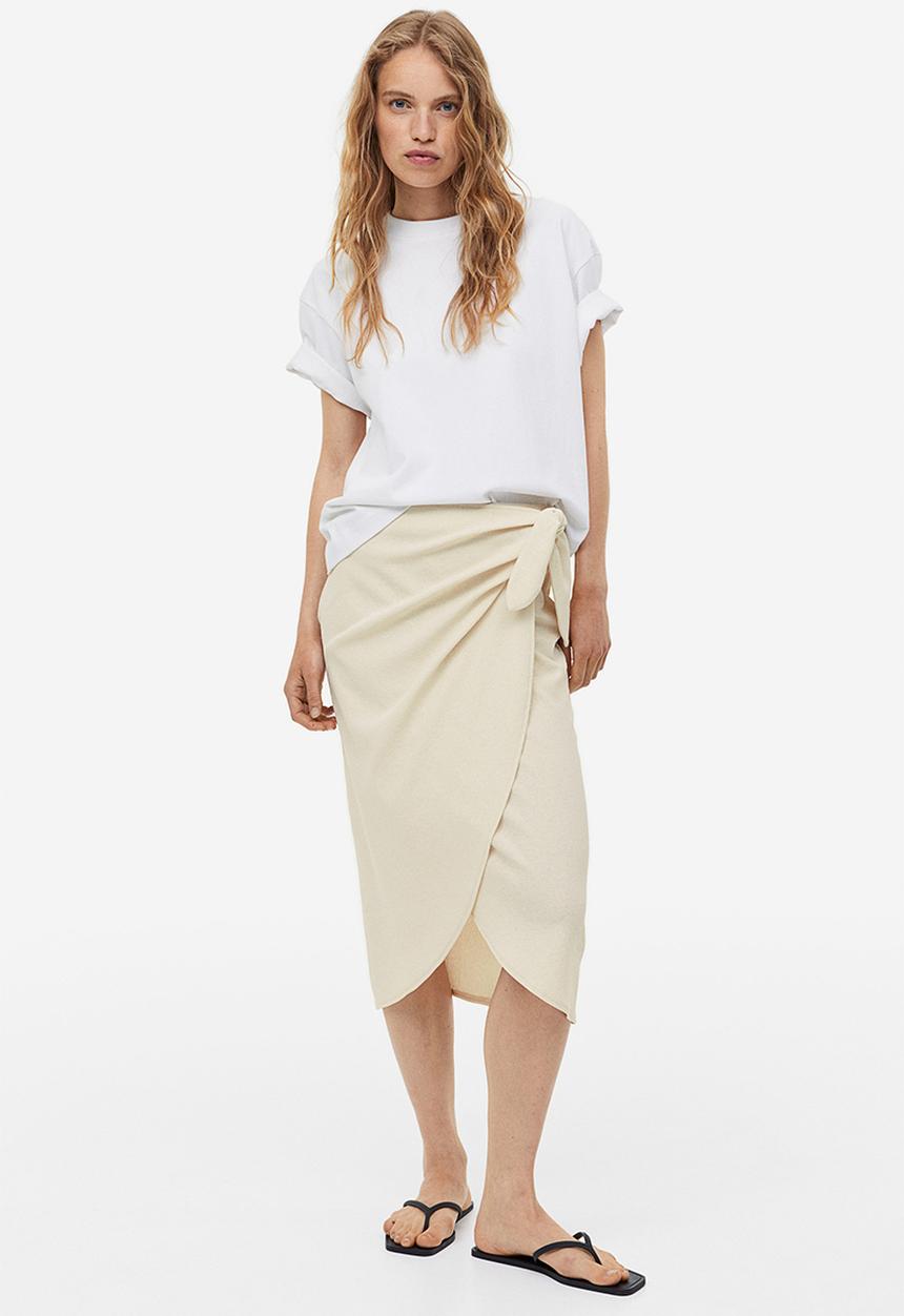 H&M - Jersey wrap skirt - light beige