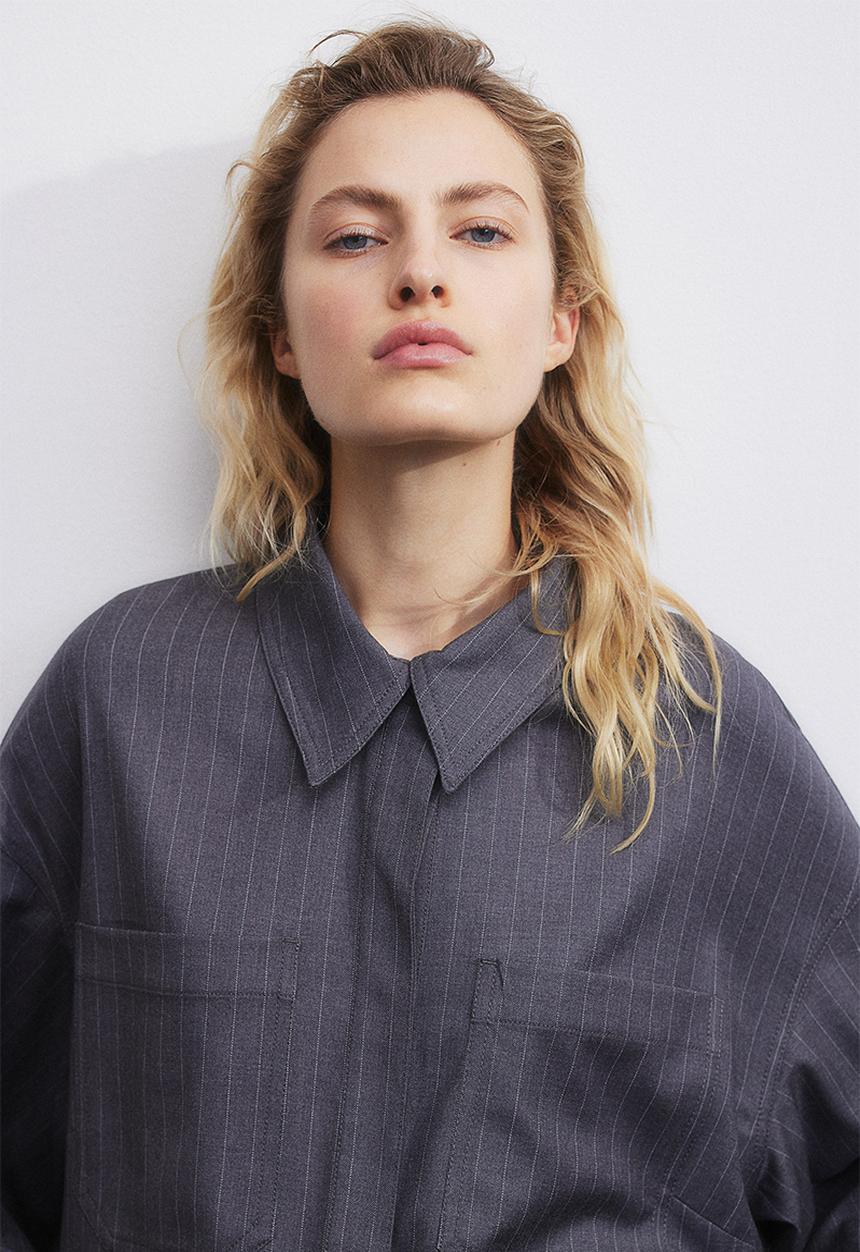 H&M - Oversized twill shirt - grey