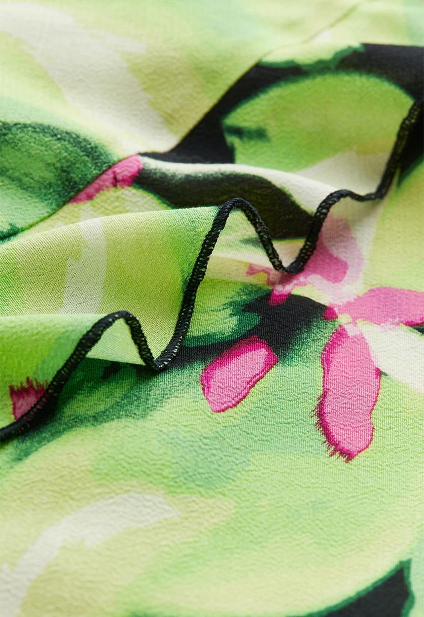 H&M - Flounce-trimmed crêpe dress - green multi