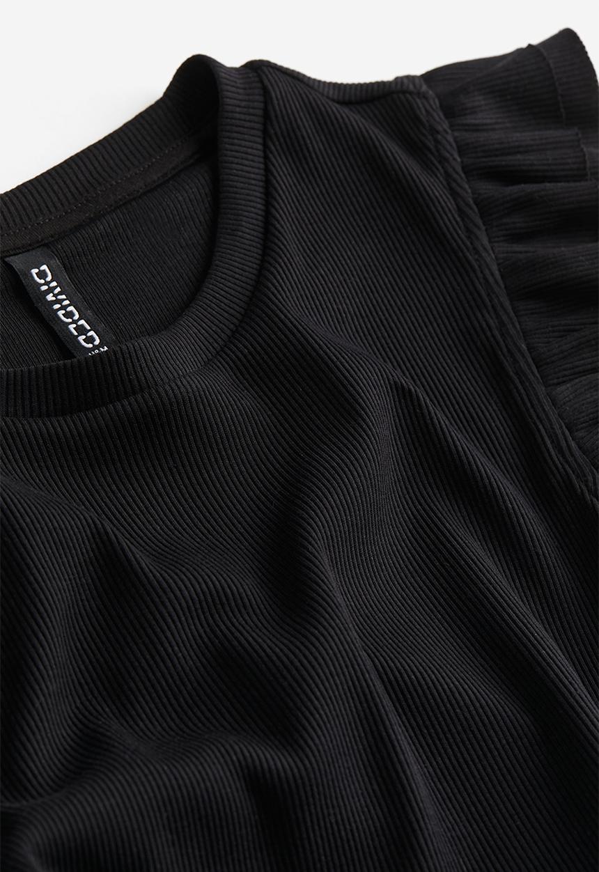 H&M - Flutter-sleeved bodycon dress - black