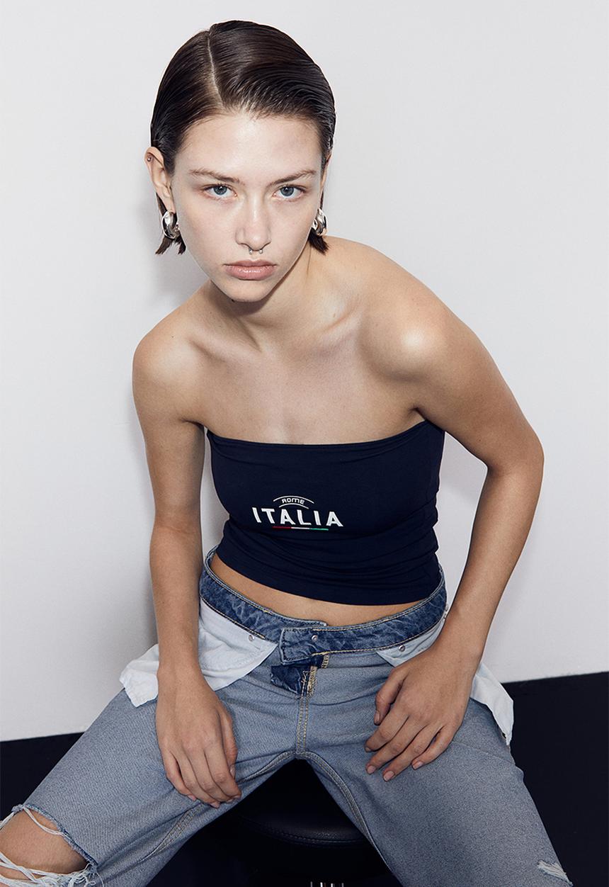 H&M - Printed tube top - blue