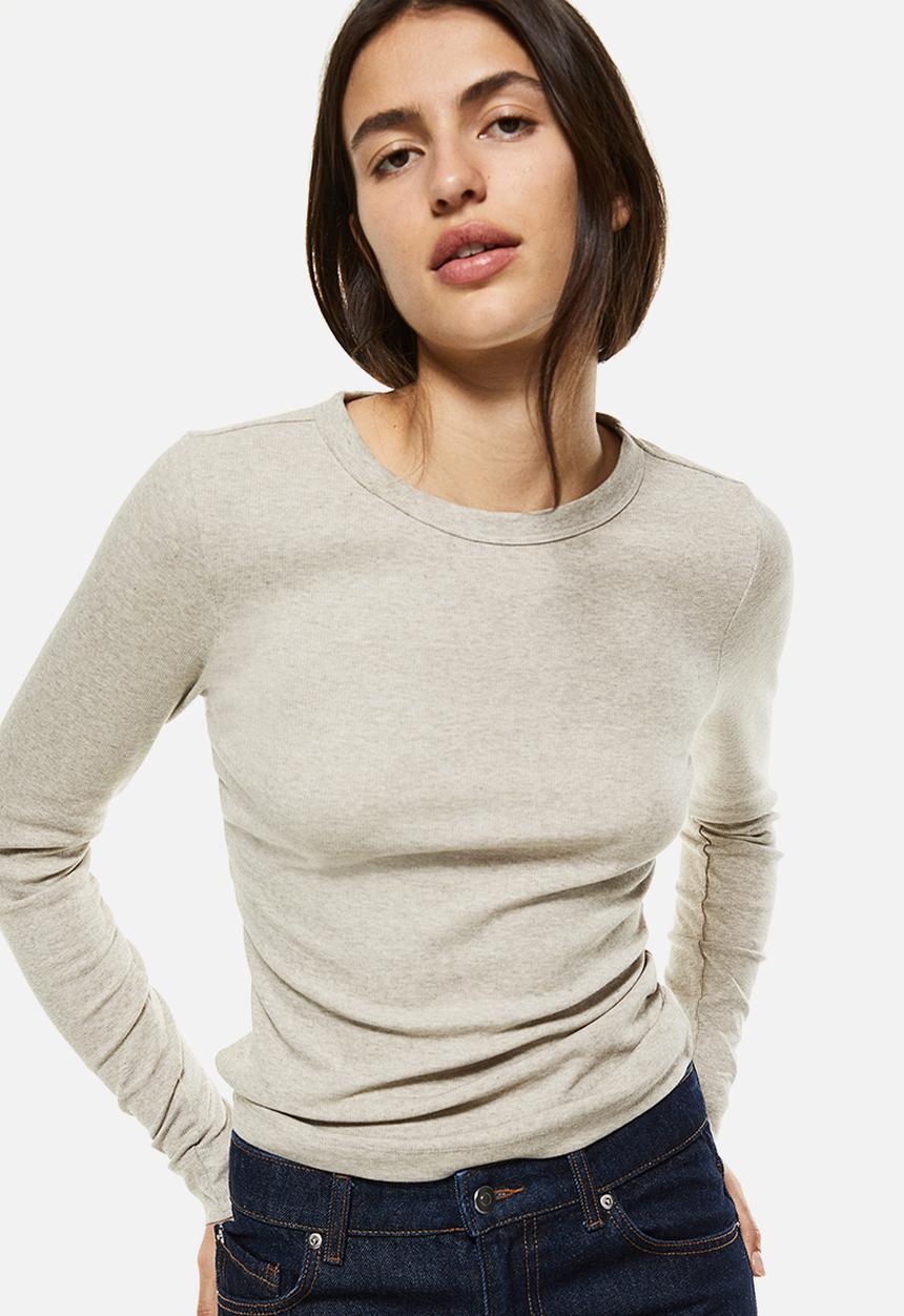H&M - Ribbed modal-blend top - beige