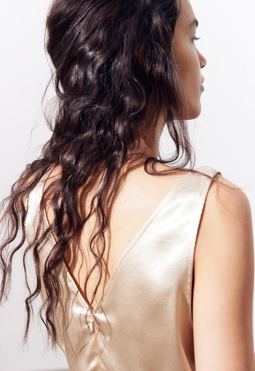 H&M - Ruched satin top - beige