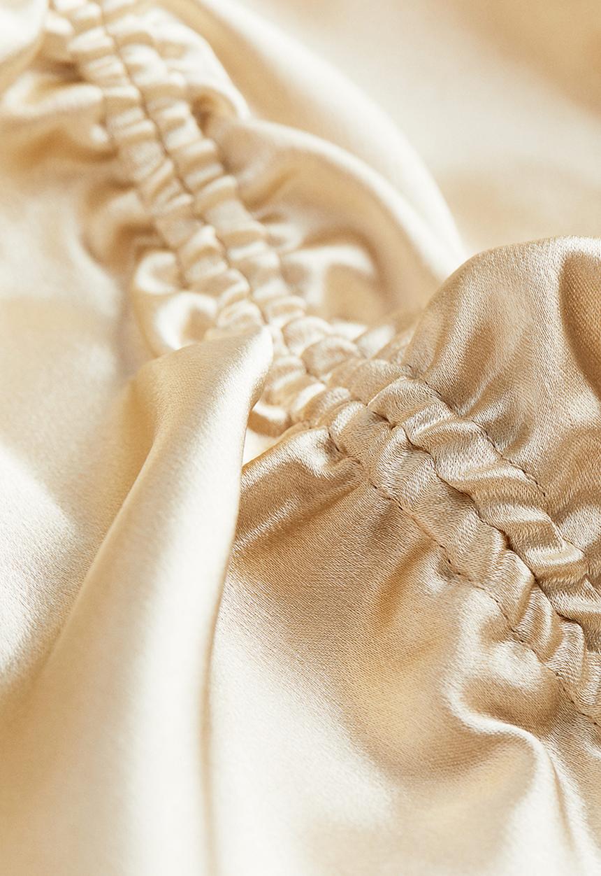 H&M - Ruched satin top - beige
