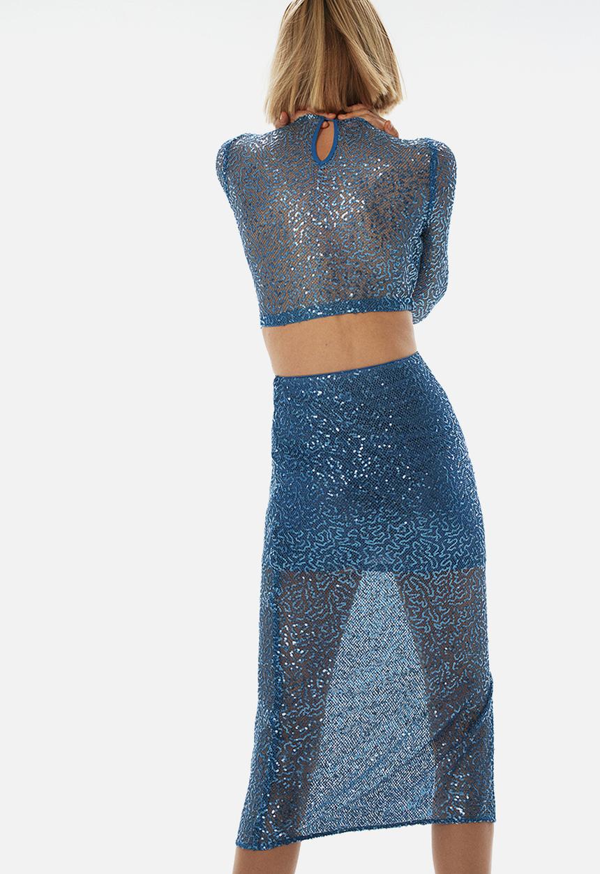 H&M - Sequined cropped top - blue