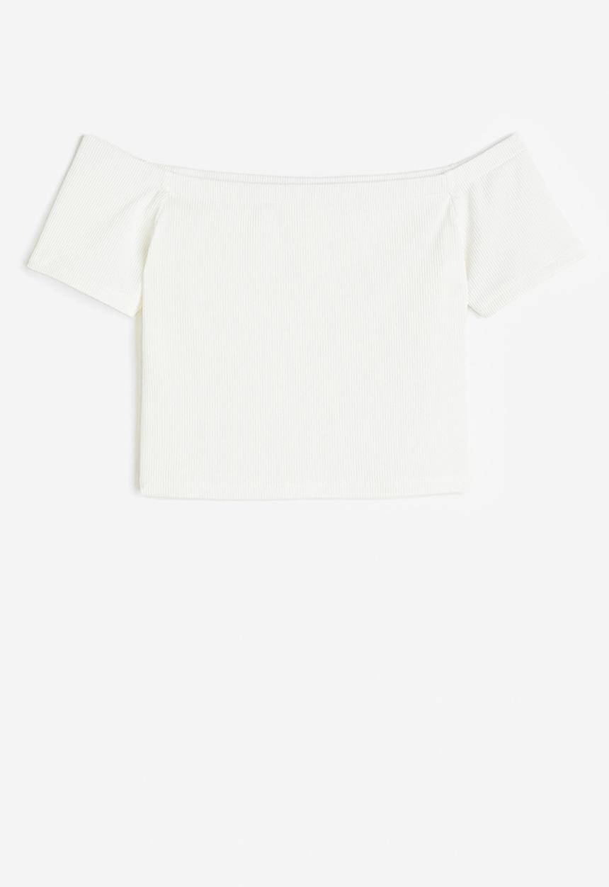 H&M - Ribbed off-the-shoulder top - white
