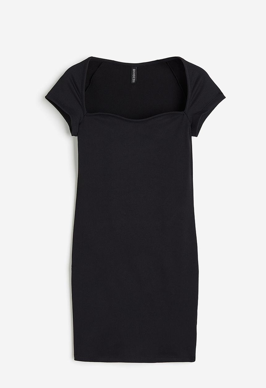 H&M - Ribbed bodycon dress - black