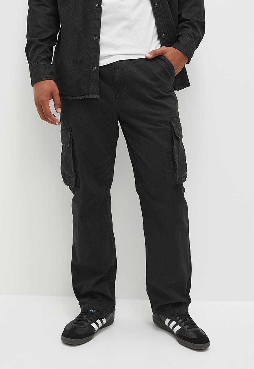 Factorie - Half half straight cargo pant - black