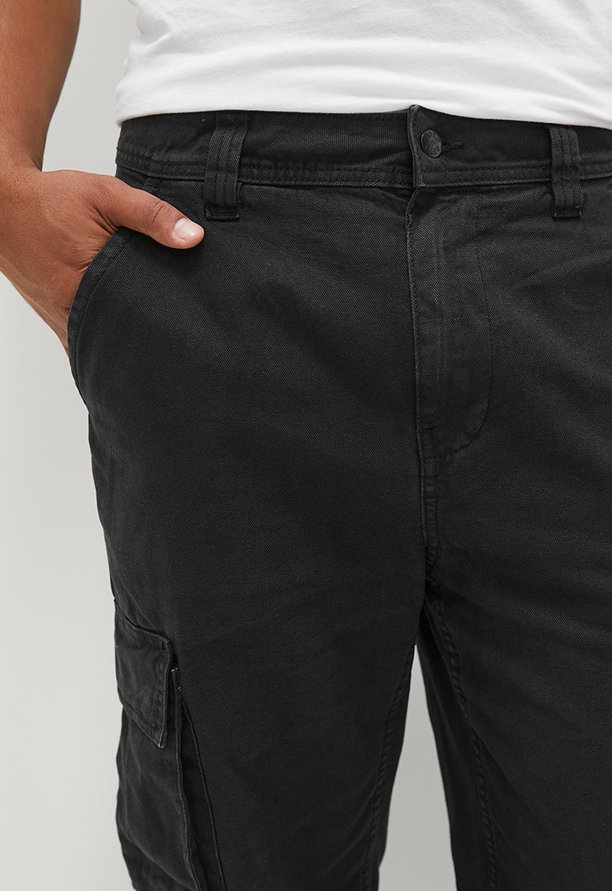 Factorie - Half half straight cargo pant - black