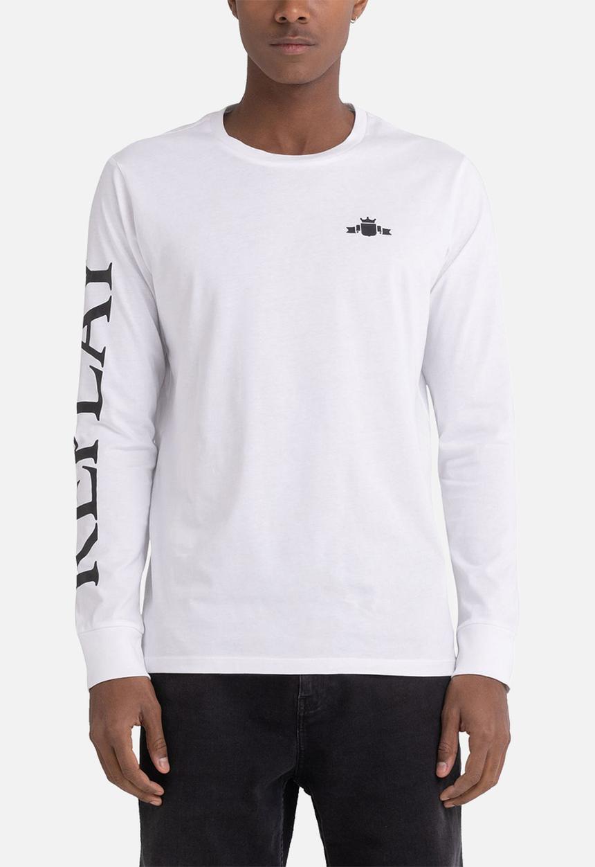 Replay - Long-sleeved T-shirt with print - white