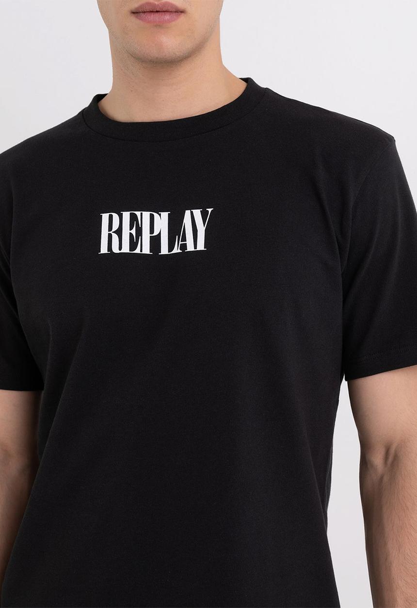 Replay - T-shirt in open end jersey with print - black