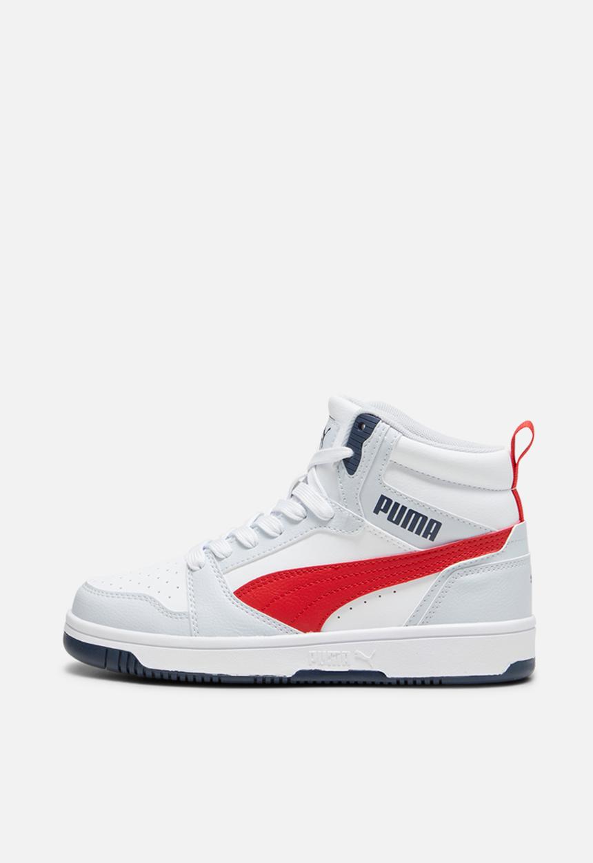 PUMA - Puma rebound v6 mid jr - silver mist/club navy/for all time red