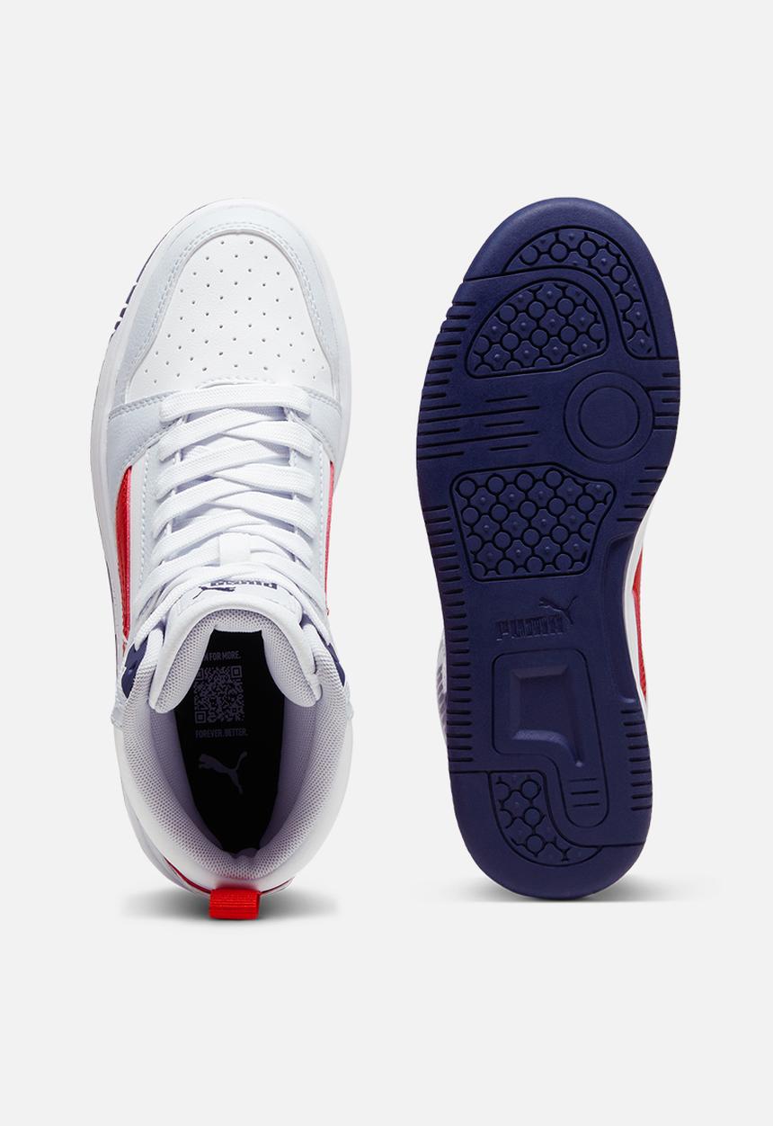 PUMA - Puma rebound v6 mid jr - silver mist/club navy/for all time red