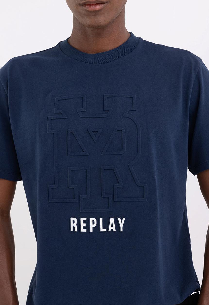 Replay - Jersey T-shirt with print - deep navy