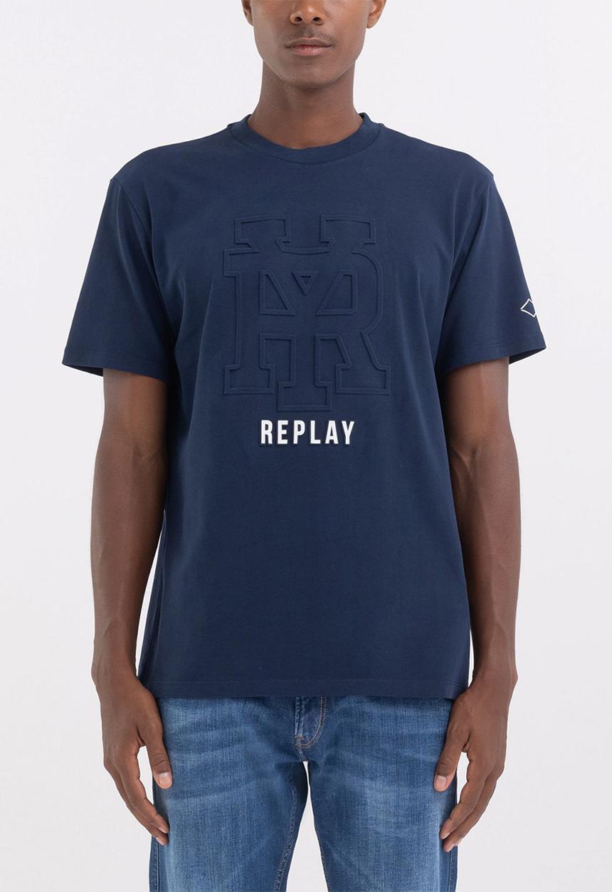 Replay - Jersey T-shirt with print - deep navy