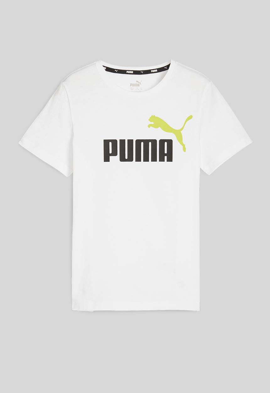 PUMA - Ess+ 2 col logo tee b - puma white/lime sheen