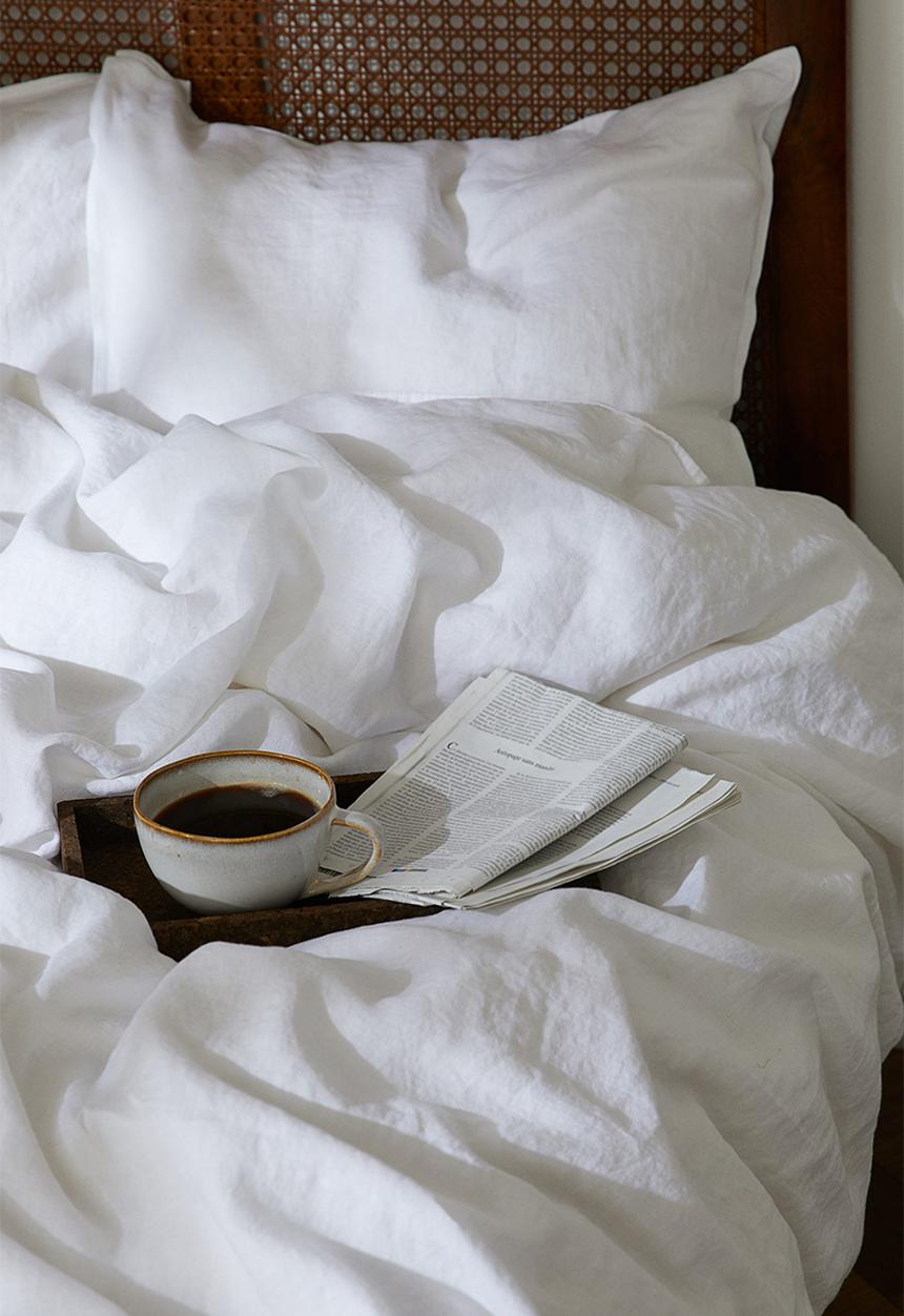 H&M - Linen double/king duvet cover set - white
