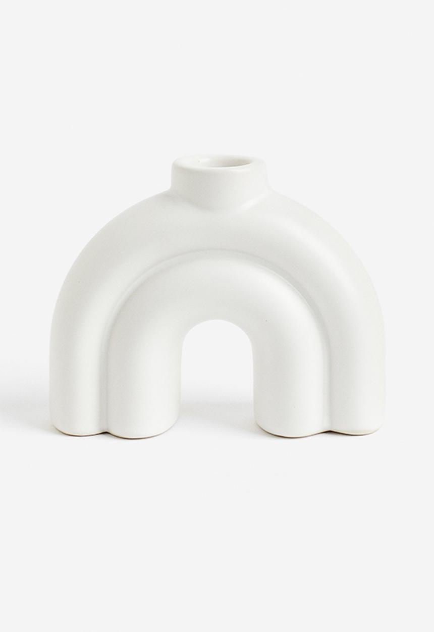 H&M - Stoneware candlestick - white