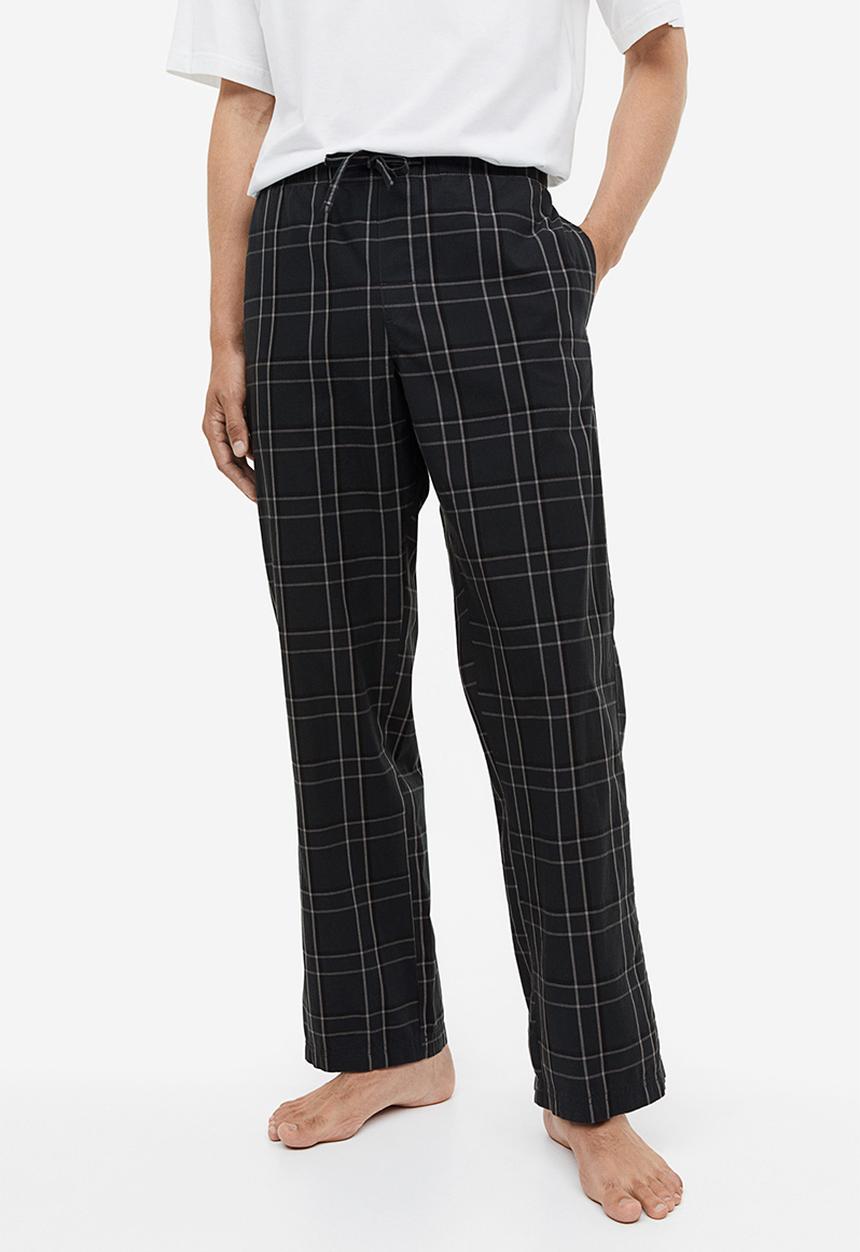 H&M - Relaxed fit pyjama bottoms - Dark grey Checked