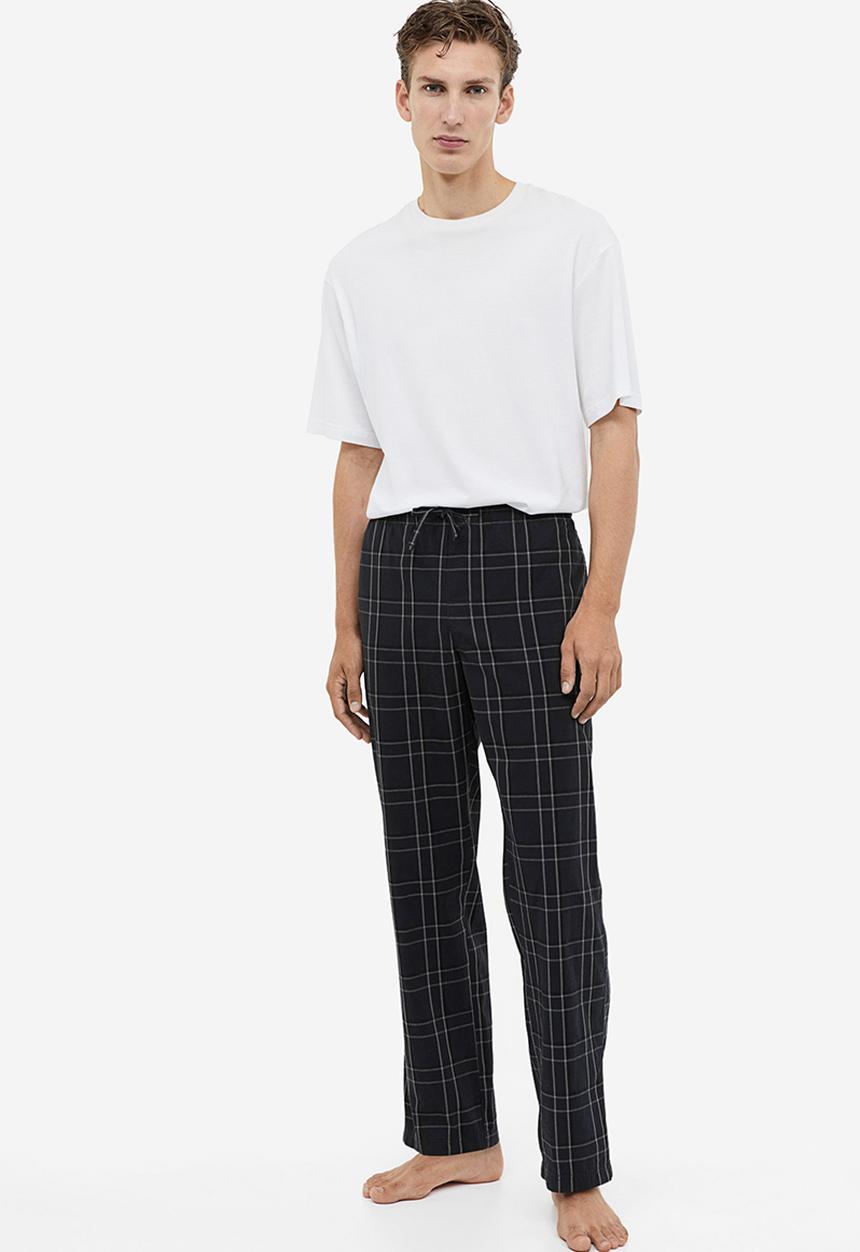 H&M - Relaxed fit pyjama bottoms - Dark grey Checked