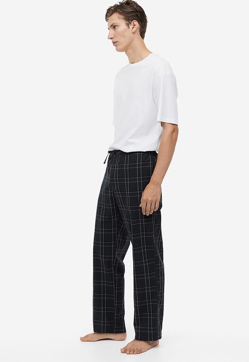 H&M - Relaxed fit pyjama bottoms - Dark grey Checked