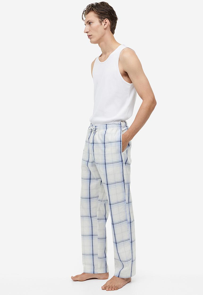 H&M - Relaxed fit pyjama bottoms - Light blue Checked