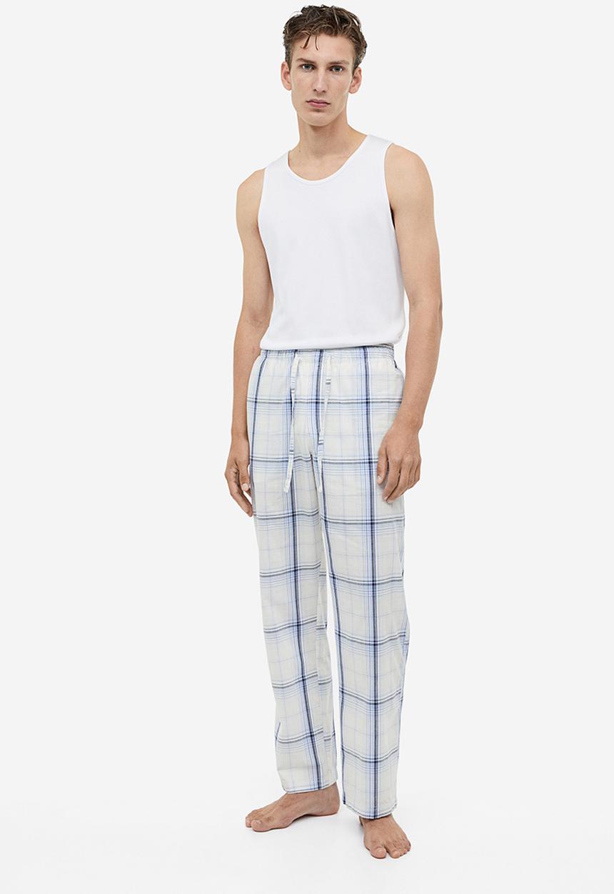 H&M - Relaxed fit pyjama bottoms - Light blue Checked