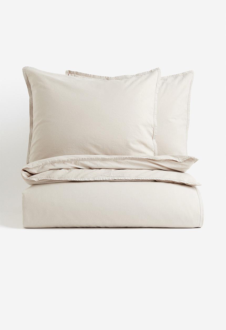 H&M - Washed cotton double/king duvet cover set - beige
