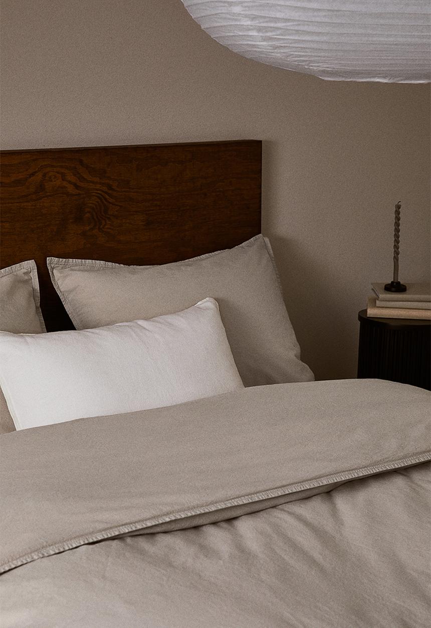 H&M - Washed cotton double/king duvet cover set - beige