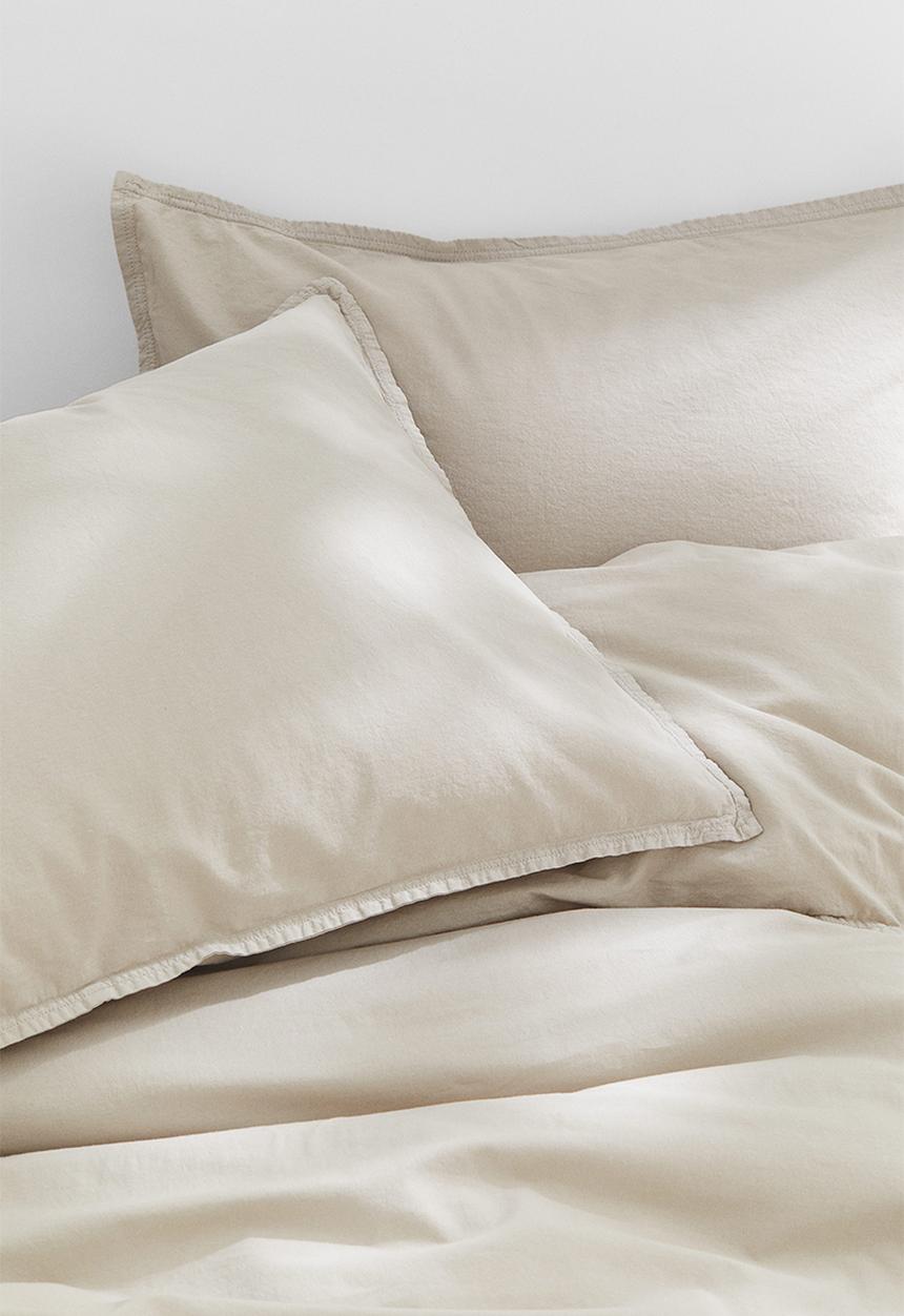 H&M - Washed cotton double/king duvet cover set - beige
