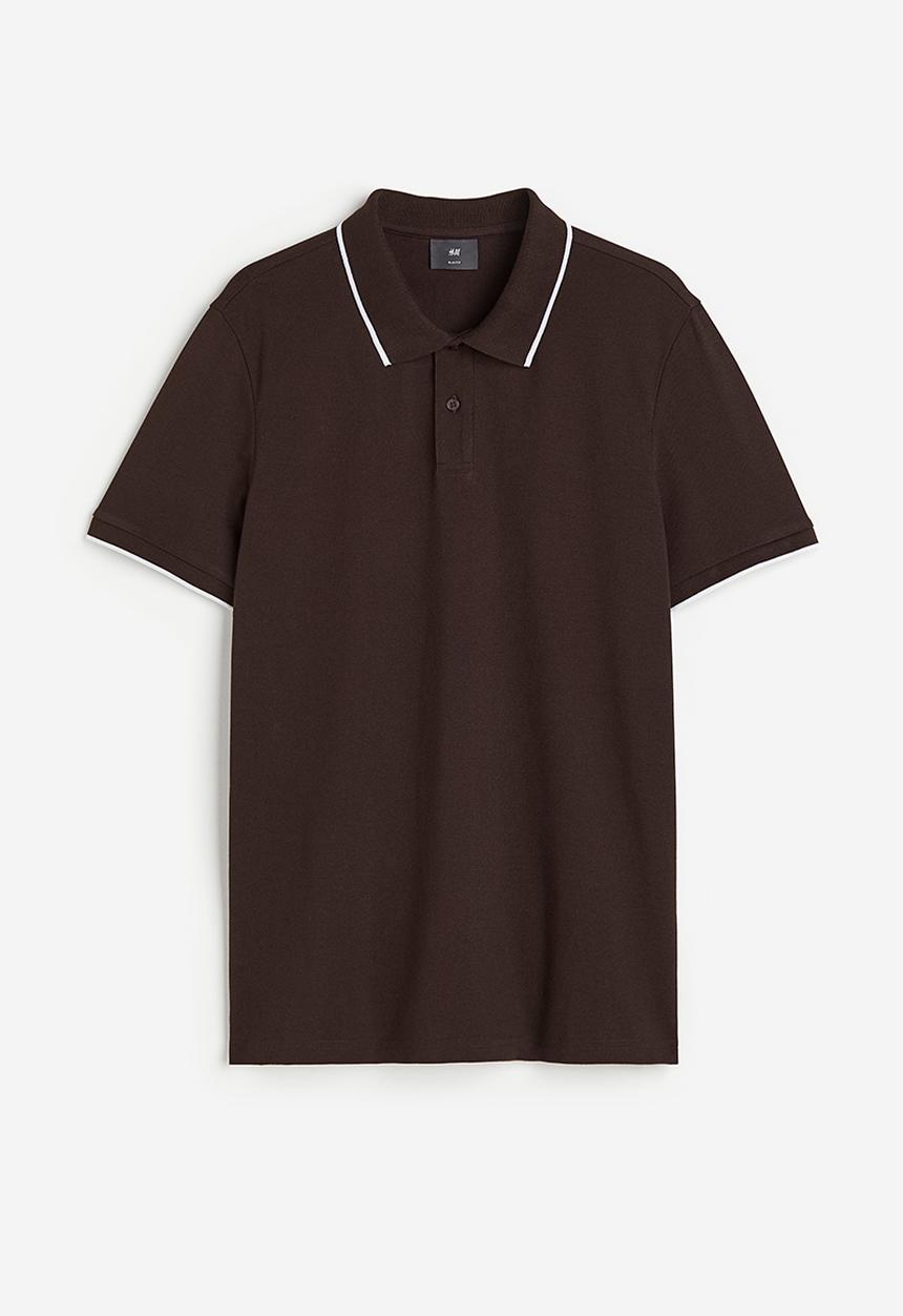 H&M - Slim fit cotton polo shirt - brown
