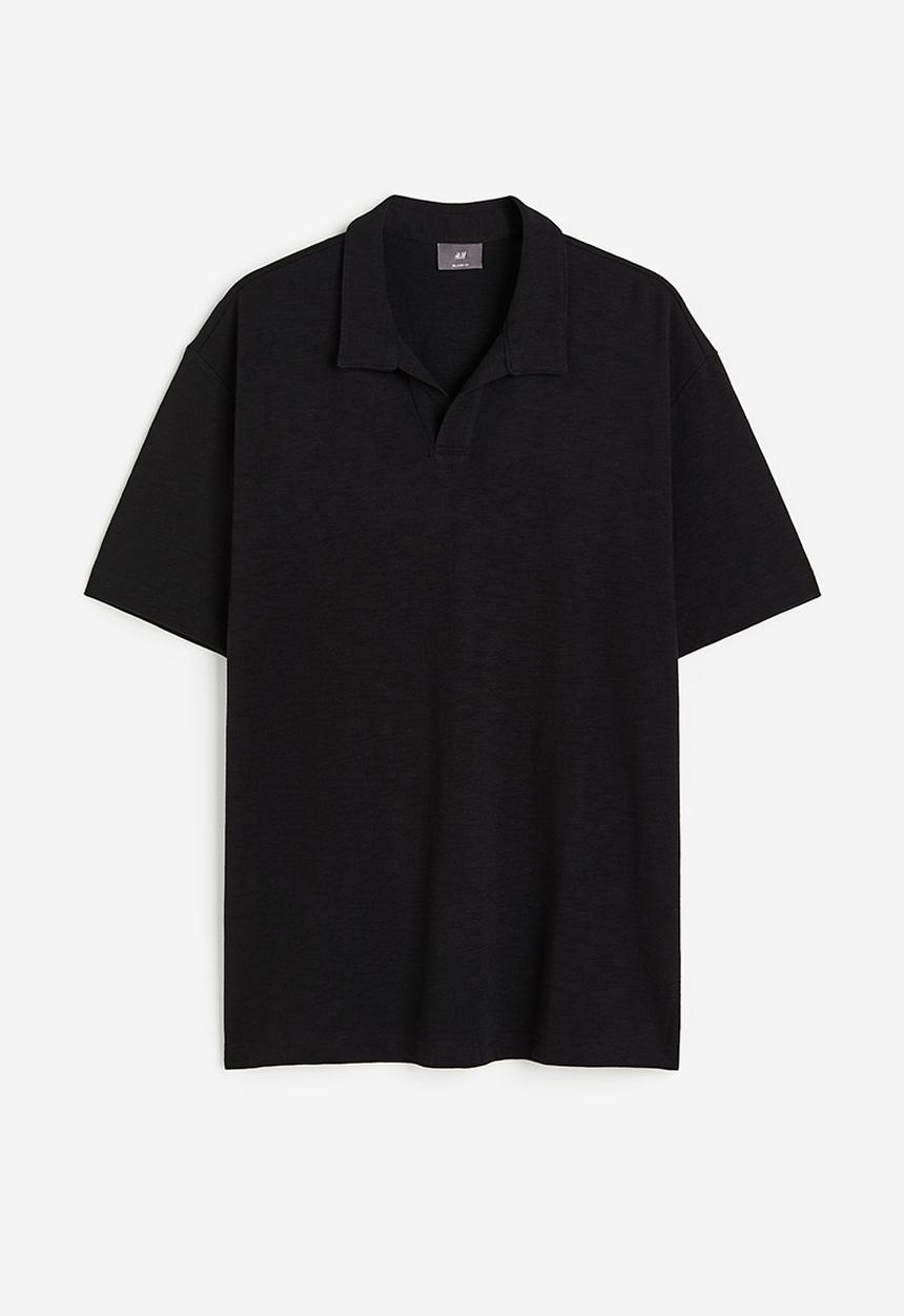 H&M - Relaxed fit cotton polo shirt - black