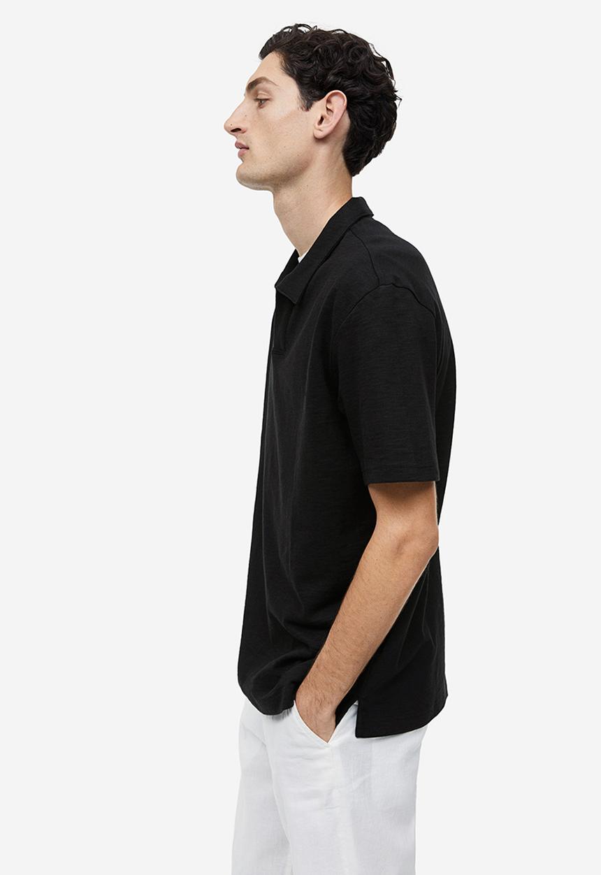 H&M - Relaxed fit cotton polo shirt - black