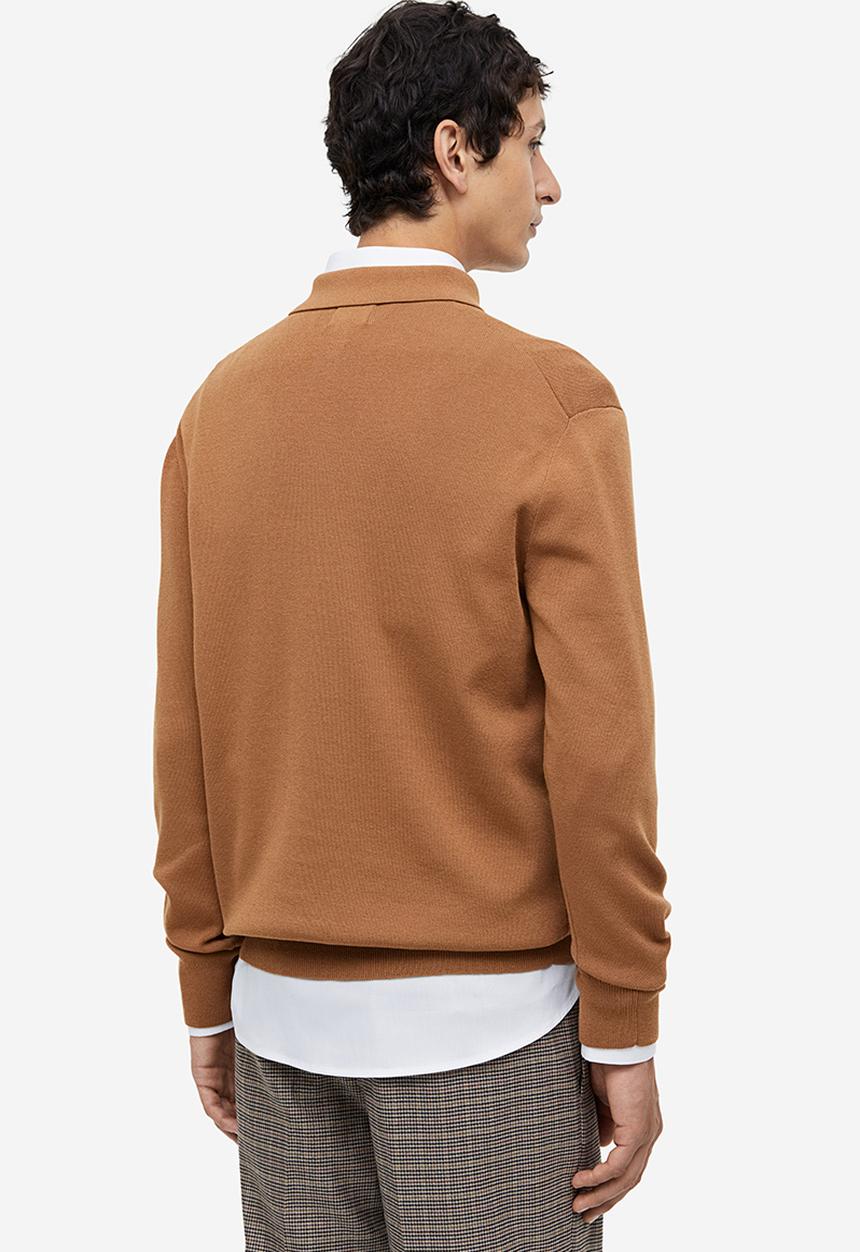 H&M - Slim fit zip-top polo shirt - brown