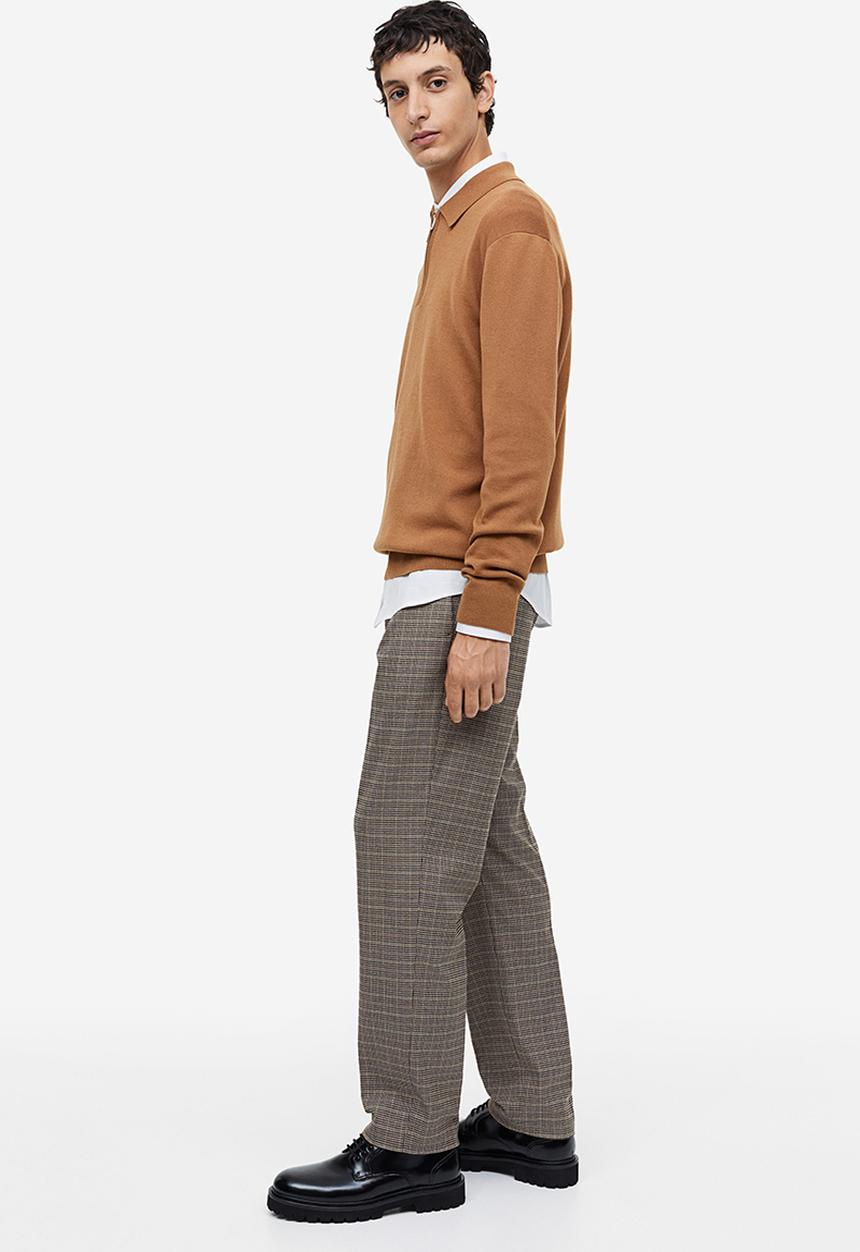 H&M - Slim fit zip-top polo shirt - brown