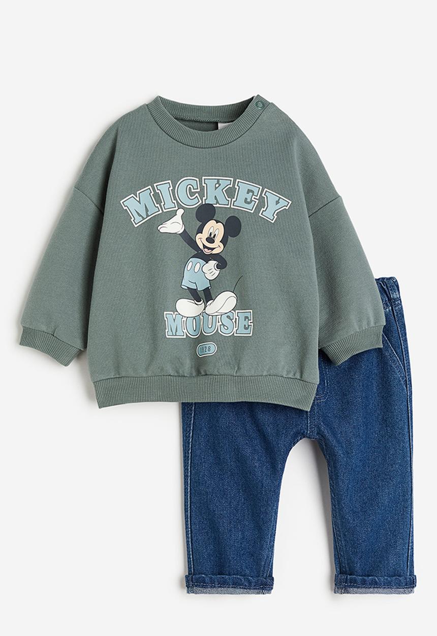 H&M - 2-Piece sweatshirt and joggers set - green & blue