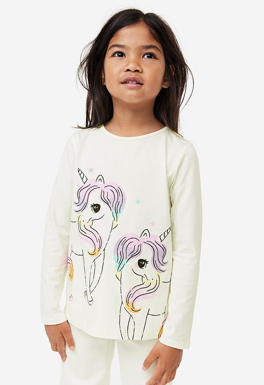 H&M - Printed jersey top - White Unicorns