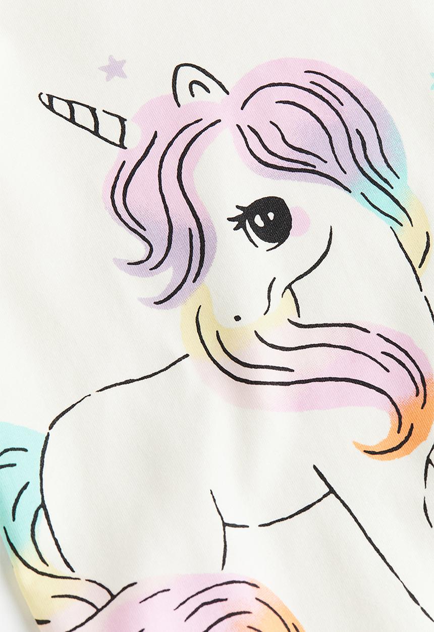 H&M - Printed jersey top - White Unicorns