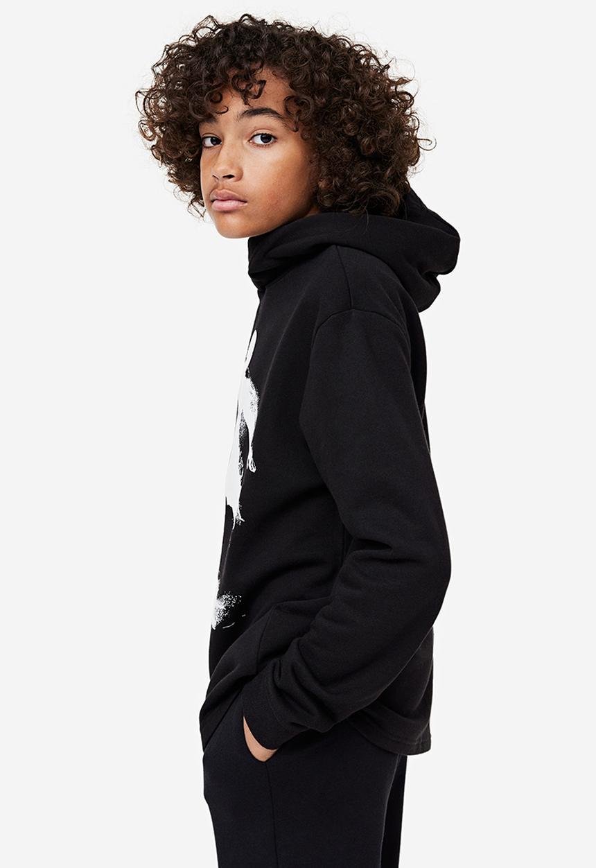 H&M - Printed hoodie - Black Football