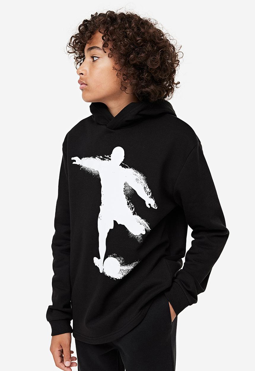 H&M - Printed hoodie - Black Football